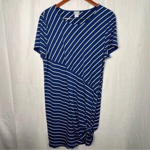 # Chico's Blue & White Striped Midi Dress (Chicos sz 3=XL)